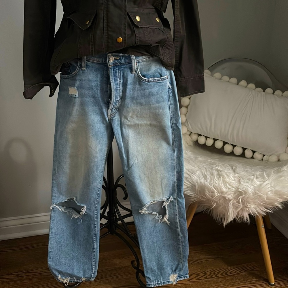 Mother Superior The Tomcat Boyfriend Distressed Jeans - Women's Size 28 - Blue